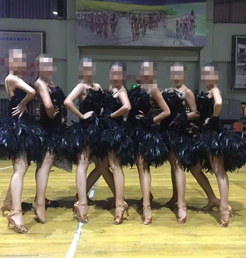 Children's Latin competition performance clothing adult practice skirt turkey hair girl ballet color princess 0014 new