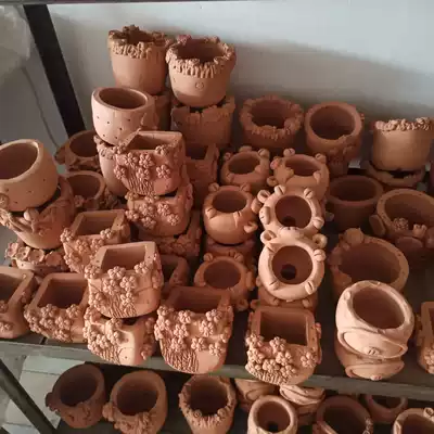 Handmade bisque-fired plant pot