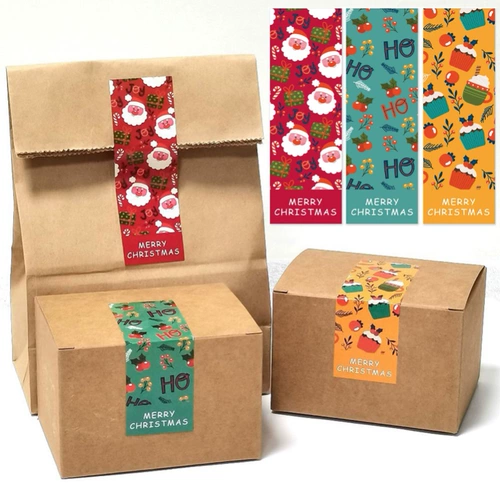 60 наклейка/сумка длинная квадратная рождественская наклейка