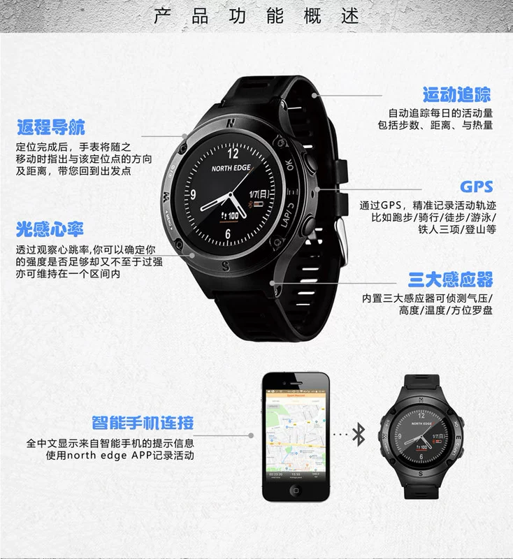 BẮC EDGE Bluetooth GPS Nhịp tim không thấm nước FOURIER Đi bộ ngoài trời Đi bộ leo núi Bơi xe đạp Thể thao - Giao tiếp / Điều hướng / Đồng hồ ngoài trời đồng hồ klein
