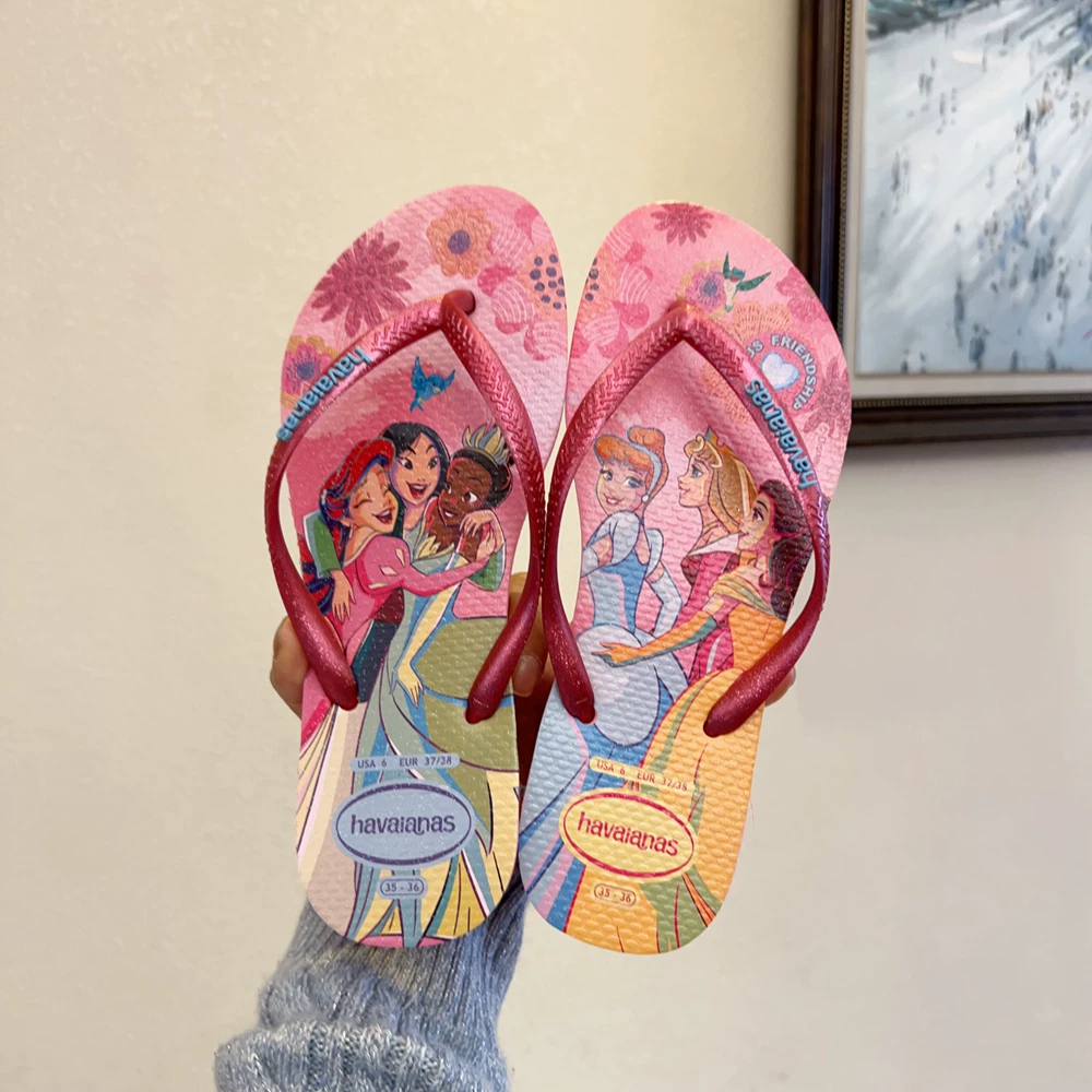 Шлепанцы Havaianas, нескользящие пляжные сланцы, цветочные
