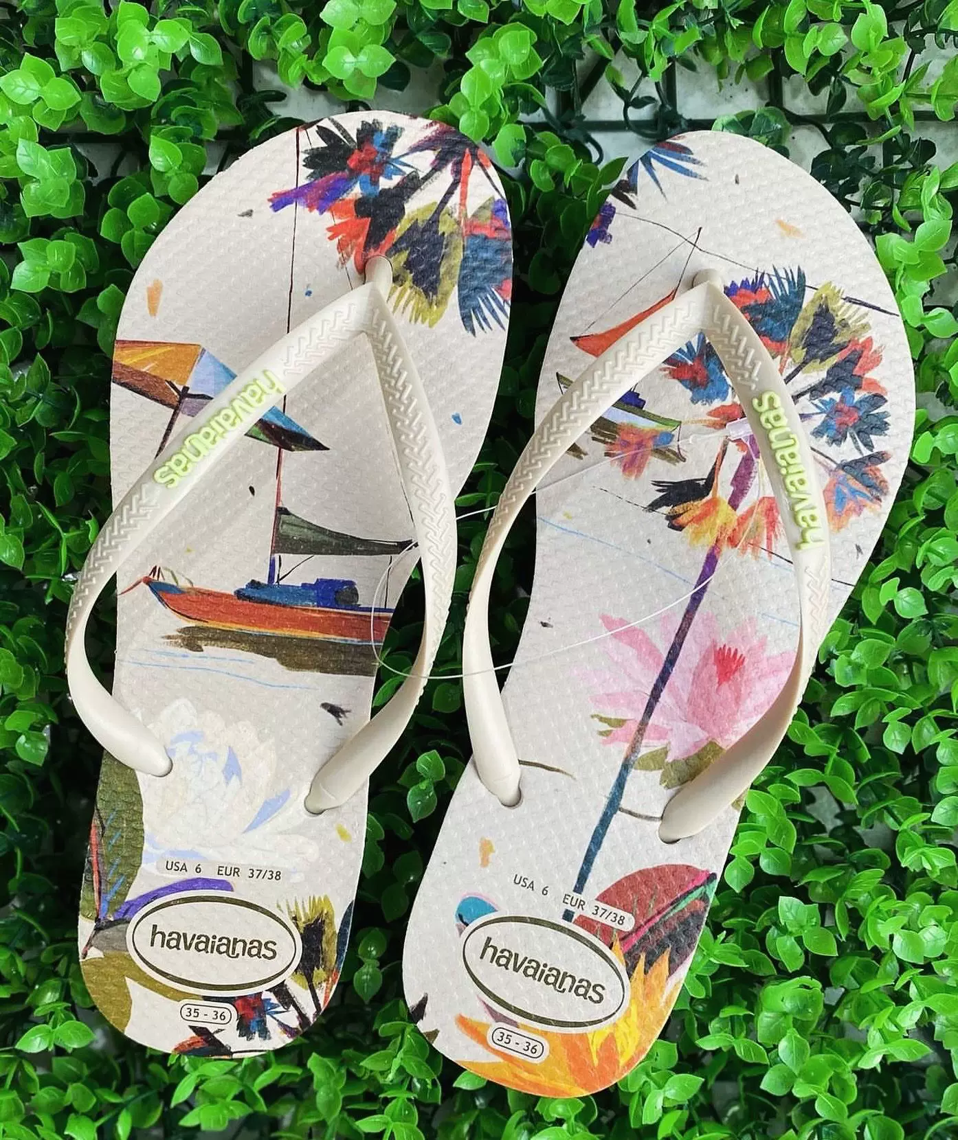 Шлепанцы Havaianas, нескользящие пляжные сланцы, цветочные