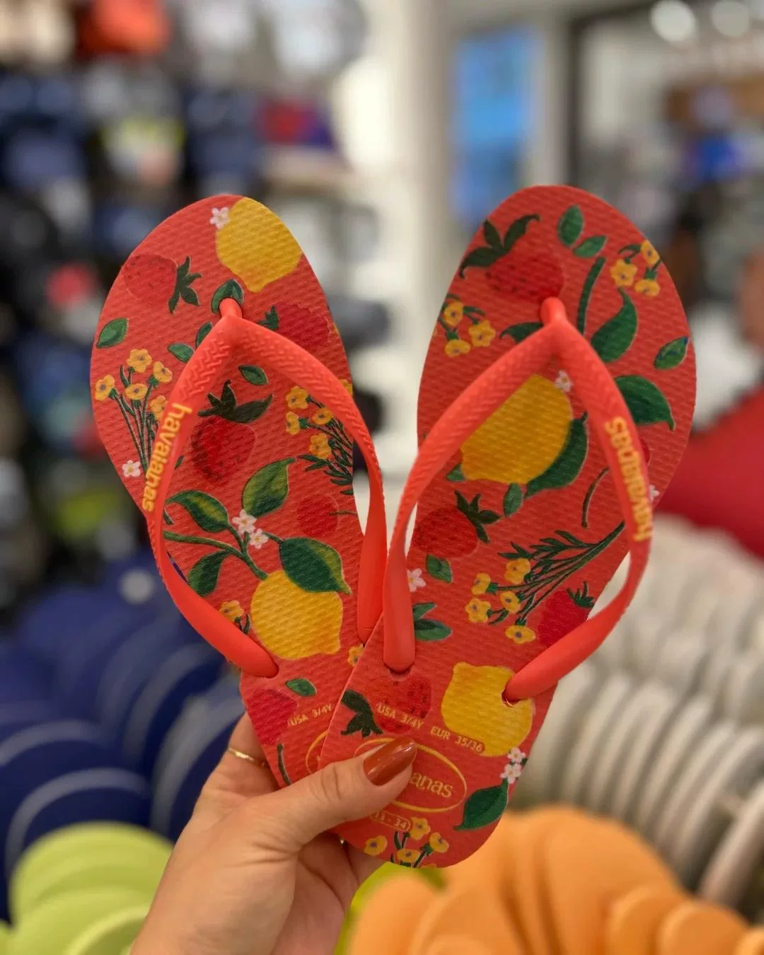 Шлепанцы Havaianas, нескользящие пляжные сланцы, цветочные