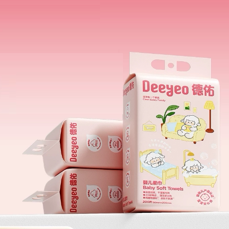 德佑悬挂绵柔巾婴儿一次性洗脸巾壁挂式加大加厚非初生婴儿棉柔巾 德实拍商品图