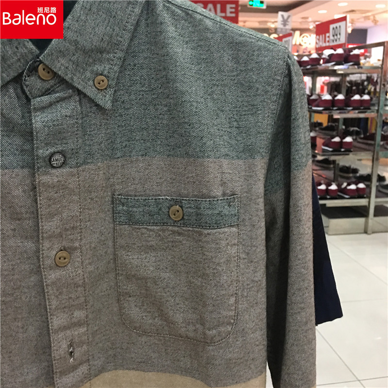 Benny Road S & K cuộc sống hình học mùa thu và mùa đông thời trang giản dị cotton chéo cơ thể màu sắc phù hợp với áo sơ mi nam 28534506 áo sơ mi lụa nam