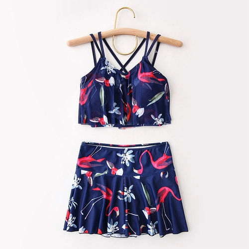 Купальник, раздельный комплект, бюстгальтер пуш-ап для школьников, в стиле Шанель