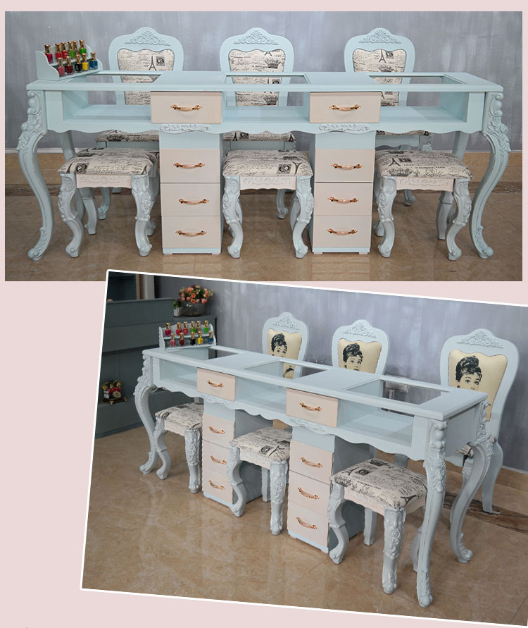 Dụng cụ nội thất bàn trang điểm bàn điều khiển nhà Mỹ Bàn móng tay cửa hàng đầy đủ các thiết bị làm đẹp trang trí cho hai - Hair Salon / Nội thất làm đẹp