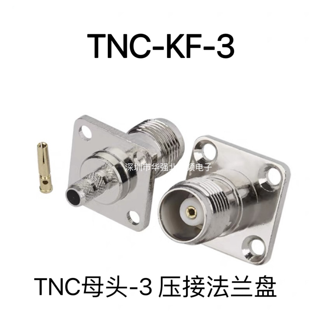 TNC-KF-3射频连接器 TNC母四孔法兰适配RG142/RG58 50-3同轴电缆