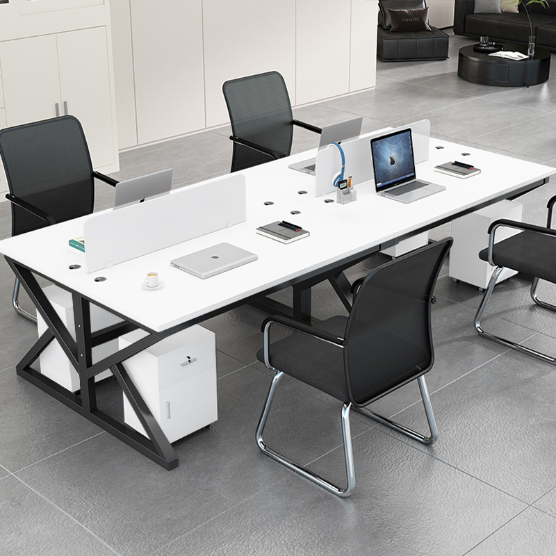 Office Desk and Chair Set for 2, 4, or 6 People, Staff Workstation, Computer Desk with Partition, Office Staff Station