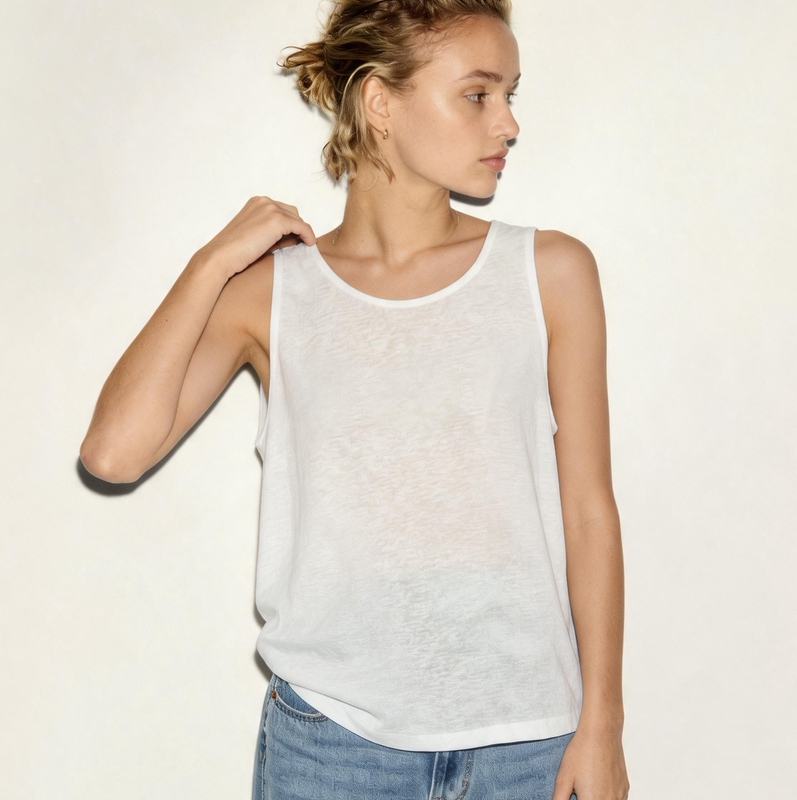 Rr&Ii Small Round Neck Base U-Neck Linen Versatile Vest for Layering, Casual Loose Fit, Sleeveless White 2026