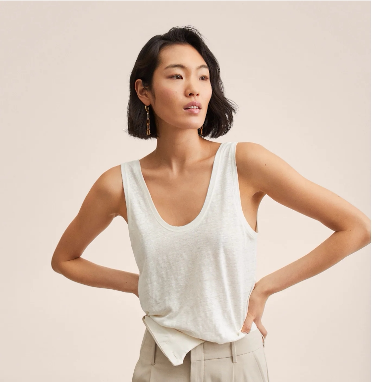 Rr&Ii Linen Vest Top, Export Brand Clearance, Women's Clothing, Fano Export, U-Neck Cotton and Linen