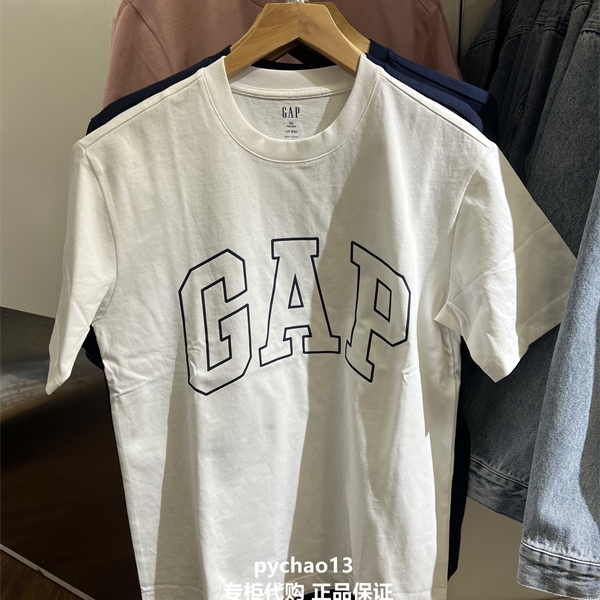 Gap Men's and Women's Clothing 2026 Spring New Pure Cotton Printed Logo Short-Sleeved T-Shirt Loose American Style Top 725617