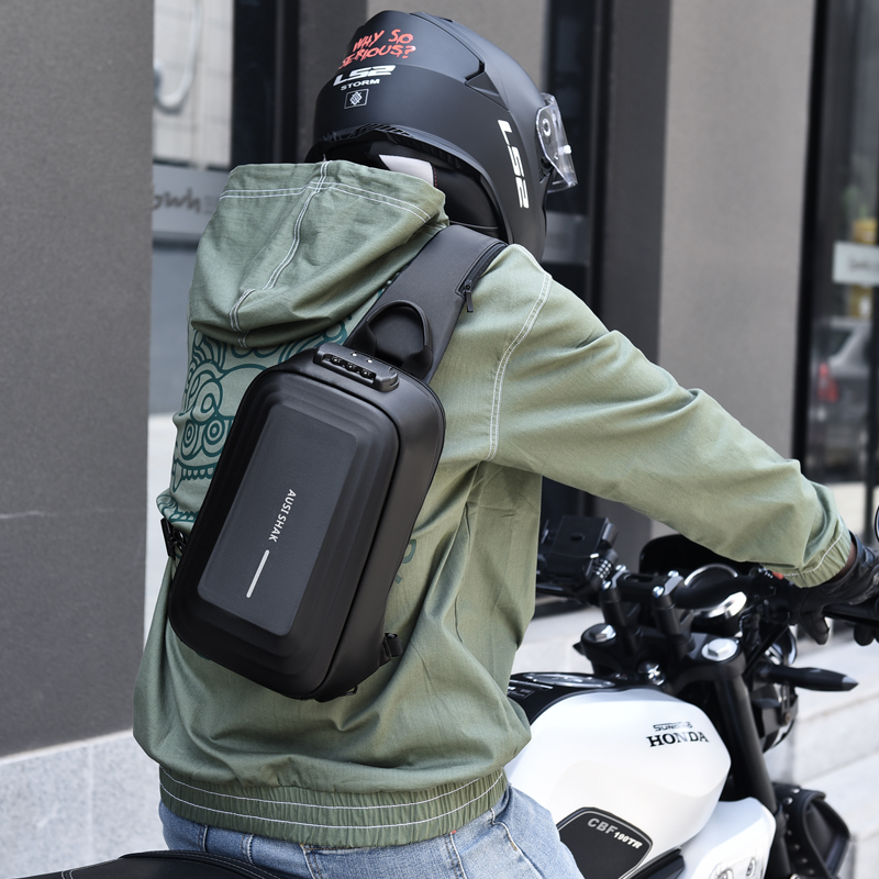 2021 New Men's Tide Brake Cool Sports Car with large capacity sling - shaped outdoor anti - theft single - shoulder locomotive small backpack