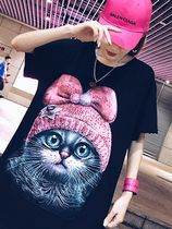 Eurostock big version black short sleeve T-shirt 2022 new summer clothes loose Korean version pure cotton net red port with wind blouse