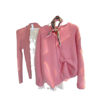 Warm soft waxy and lazy high-end design European mohair peach pink raccoon velvet sweater for women in autumn and winter