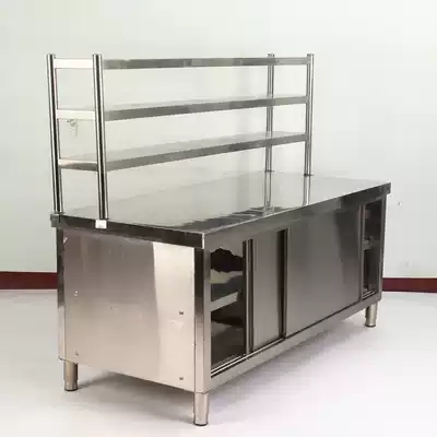 Stainless steel sliding door Workbench operating table Dahetai hotel canteen storage cabinet commercial kitchen equipment can be customized
