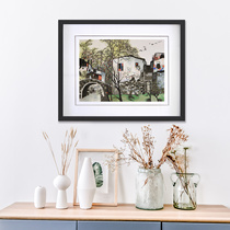 Su Embroidery Finished Product Hung Painting Book House Embroidery Painting Hanging Wall Painting Real Silk Triptych Living Room Modern Brief Jojiang Nanshui Township