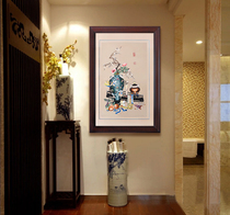 Su embroidery finished hanging painting porch living room modern Chinese pure hand embroidered silk vertical decorative painting five pictures