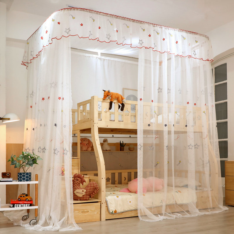 Embroidery primary-secondary bed rail mosquito nets upper and lower bunk beds 1 2m1 5 m bed 1 3 trapezoidal terraces low double layer