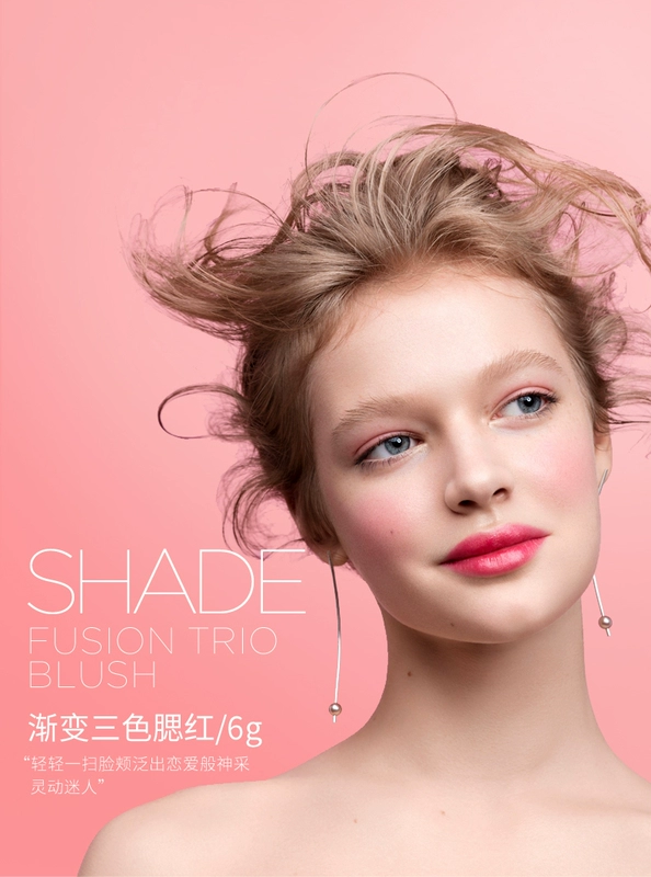 Kiko gradient ba màu blush trang điểm lâu dài màu sắc tự nhiên rắn ba chiều công suất sửa chữa rouge apricot màu đậu màu 01 03 má hồng maybelline