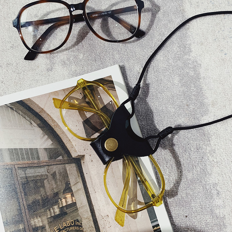 Sydney with tide net red retro tortoiseshell color glasses frame slim large frame tide art leather glasses lanyard combination