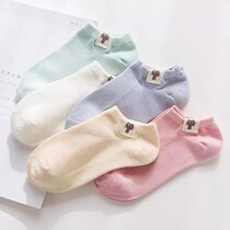 (5 10 Double) Socks Lady Short Socks Shallow Mouth Korea Cute Cotton Socks Ship Socks Hidden Socks Low Help Pure Color Students