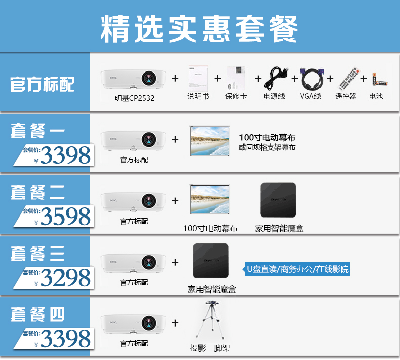 Máy chiếu Benq / BenQ CP2532 văn phòng tại nhà HD 3D không dây WiFi giảng dạy máy chiếu thương mại - Máy chiếu