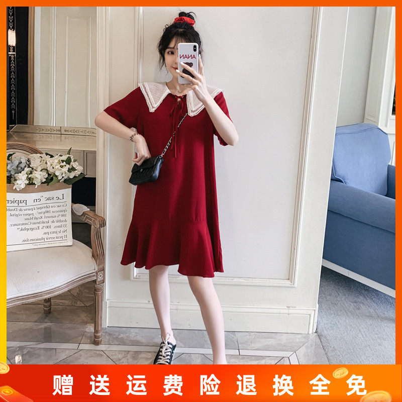 Maternity dress summer dress trendy mother dress 2020 summer new large size small fat sister small fresh maternity dress