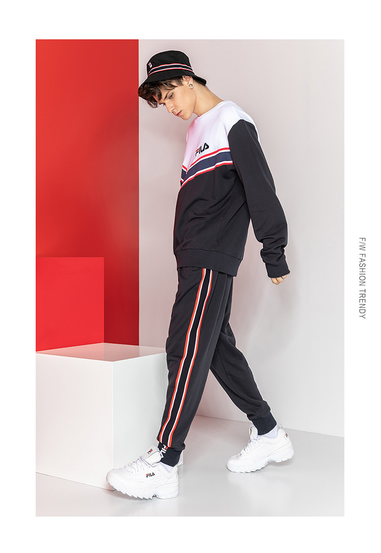 PHIM FUSION Áo len nam Fila 2018 mùa đông mới thể thao thư giản dị khâu áo len nam - Thể thao lông cừu / jumper áo hoodie form rộng nam