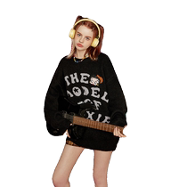 (Betty Boop™joint) UNIREE black sweater American retro loose with lazy wind-knit jersey