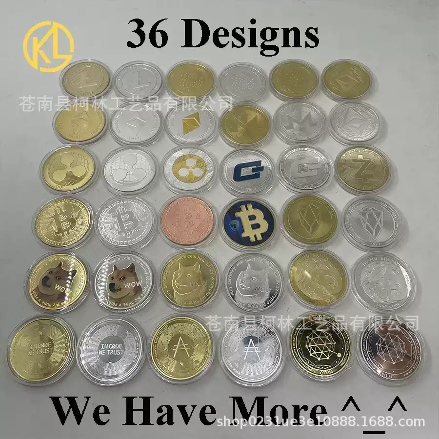 BTC XRP ADA ETH Dogecoin 金属数字虚拟硬币比特币收藏硬币