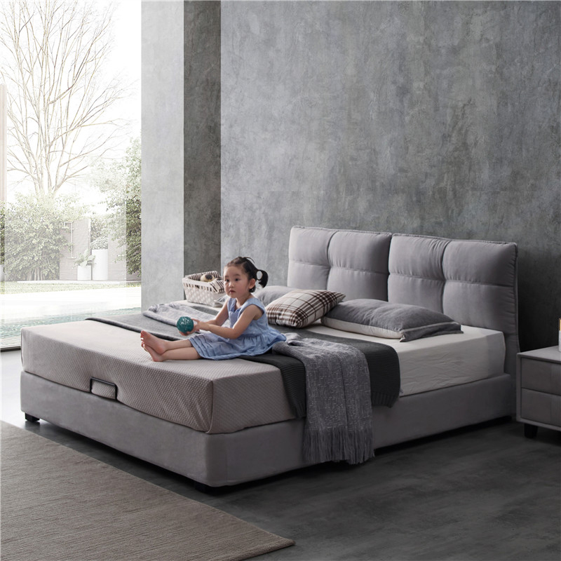 Nordic cloth bed detachable and washable 1 51 8 meters Modern simple small apartment fabric bed bedroom double high box soft bag bed