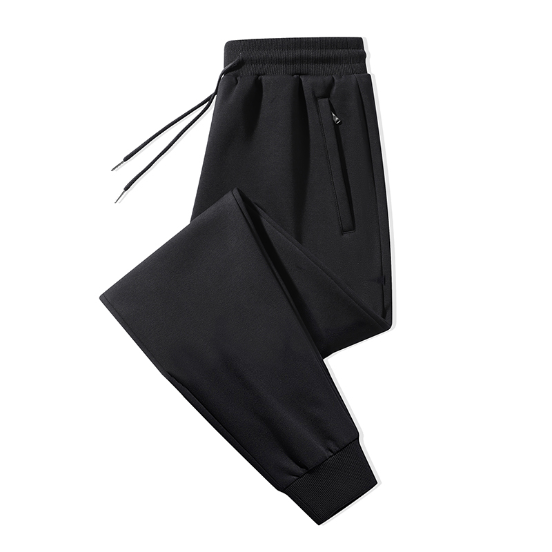 Pure Cotton Sweatpants for Men, Spring and Summer, Large Size, Loose Fit, Jogger Style, Straight-Leg Pants, Fleece-Lined, Zipper, Suitable for All Seasons