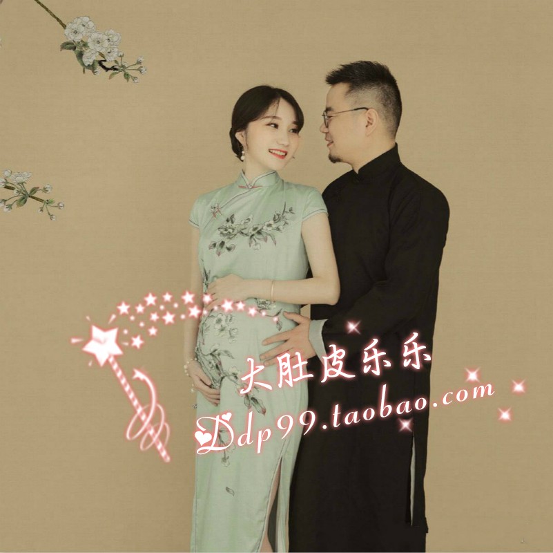 603 rental for pregnant women to take photos of Chinese wind photography Write a real clothing photo gallery Photograph Qipao Pregnancy Photos Big Belly Photo Qipao Rental