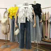 Летняя рубашка без рукавов, свободный прямой крой, в корейском стиле