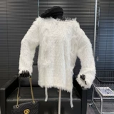 Демисезонный модный кружевной лонгслив с круглым воротником с бантиком