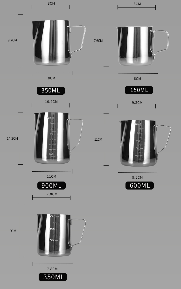 Cốc bọt sữa bằng thép không gỉ 304 cốc kéo cà phê lạ mắt kéo hoa hình trụ đầu bình có nắp đong chia độ 2000ml - Cà phê bình pha cà phê cold brew