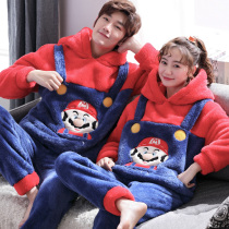 Couple pajamas autumn and winter coral velvet women thick warm flannel Korean cute Sweet Home clothing mens suit