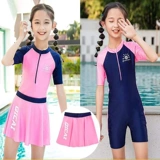 Детский купальник, быстросохнущие раздельные штаны для плавания, плавательная шапочка, комплект, защита от солнца, короткий рукав