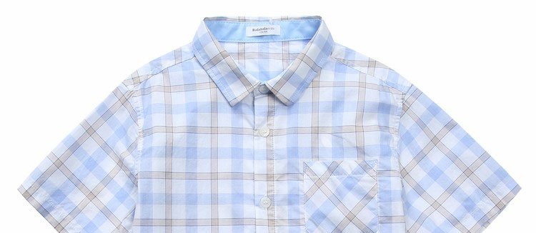 Balla Balla Boys Summer 2019 Mới Cotton Áo sơ mi ngắn tay Big Boy Kẻ sọc Ve áo mỏng - Áo sơ mi áo bé trai
