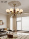 Vintage Living Room Chandelier, Main Light for Hall, French Retro Walnut Color, New Chinese Style, American Style, Study, Dining Room, Bedroom Light