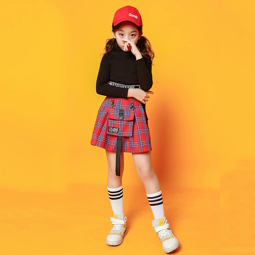 Красивая хип -хоп детская джазовая танцевальная одежда корейская версия детской хип -хоп -херлидинг джазовый топ прилив