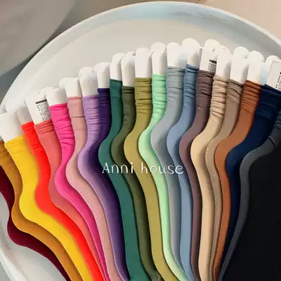 Solid color bubble socks female thin Korean version of ins tide Net red Korea spring and autumn color Japanese candy color macaroon
