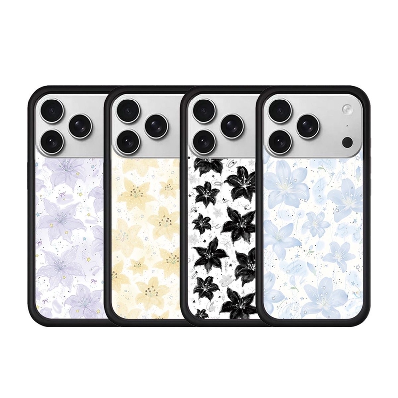 Wf Phone Case Blue Lily Light Yellow Black Purple Mist Suitable for Apple 17Promax Phone Case iPhone 16 /15/14/13 Anti-Drop S26U/S25/Cute Star Cat Polka Dot Retro
