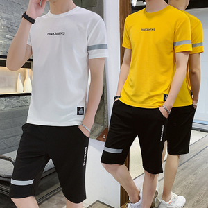 两件套男短袖T恤短裤运动休闲套装