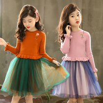 5 girls sweater dress children chun qiu zhuang female baby 4 small Six 7 eight 9 year-old little girl Western style dress
