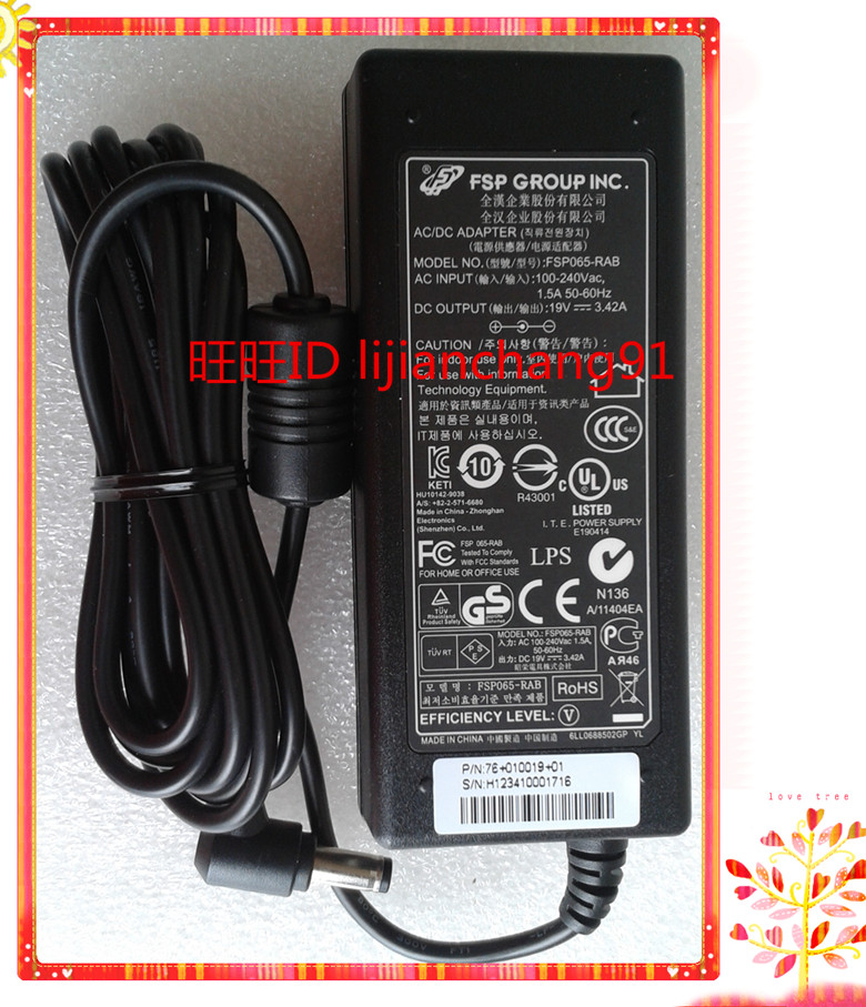 Original FSP full Han 19V 3 42A 65W Power supply adapter FSP065-RAB laptop charger