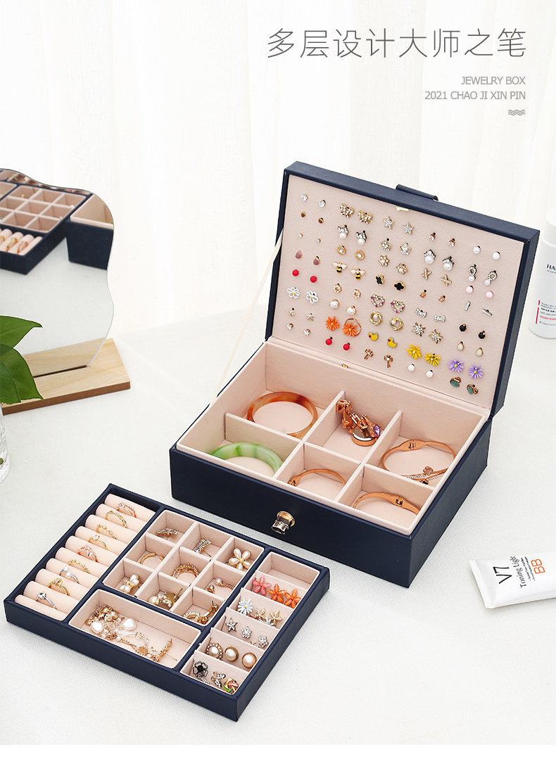 大容量公主欧式韩国首饰收纳盒首饰盒子手饰品耳饰耳环耳钉盒带锁详情27