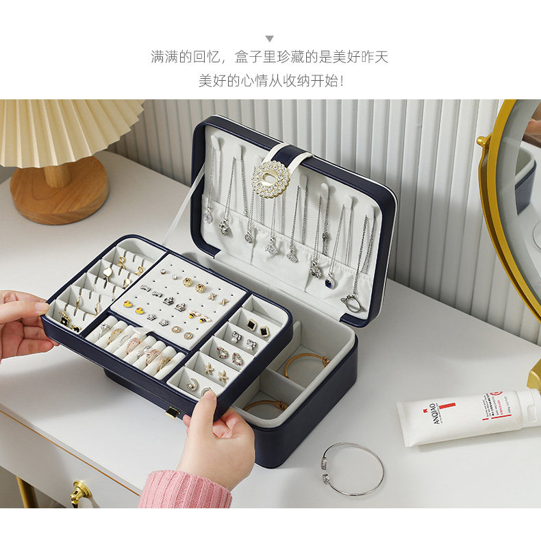 大容量公主欧式韩国首饰收纳盒首饰盒子手饰品耳饰耳环耳钉盒带锁详情6
