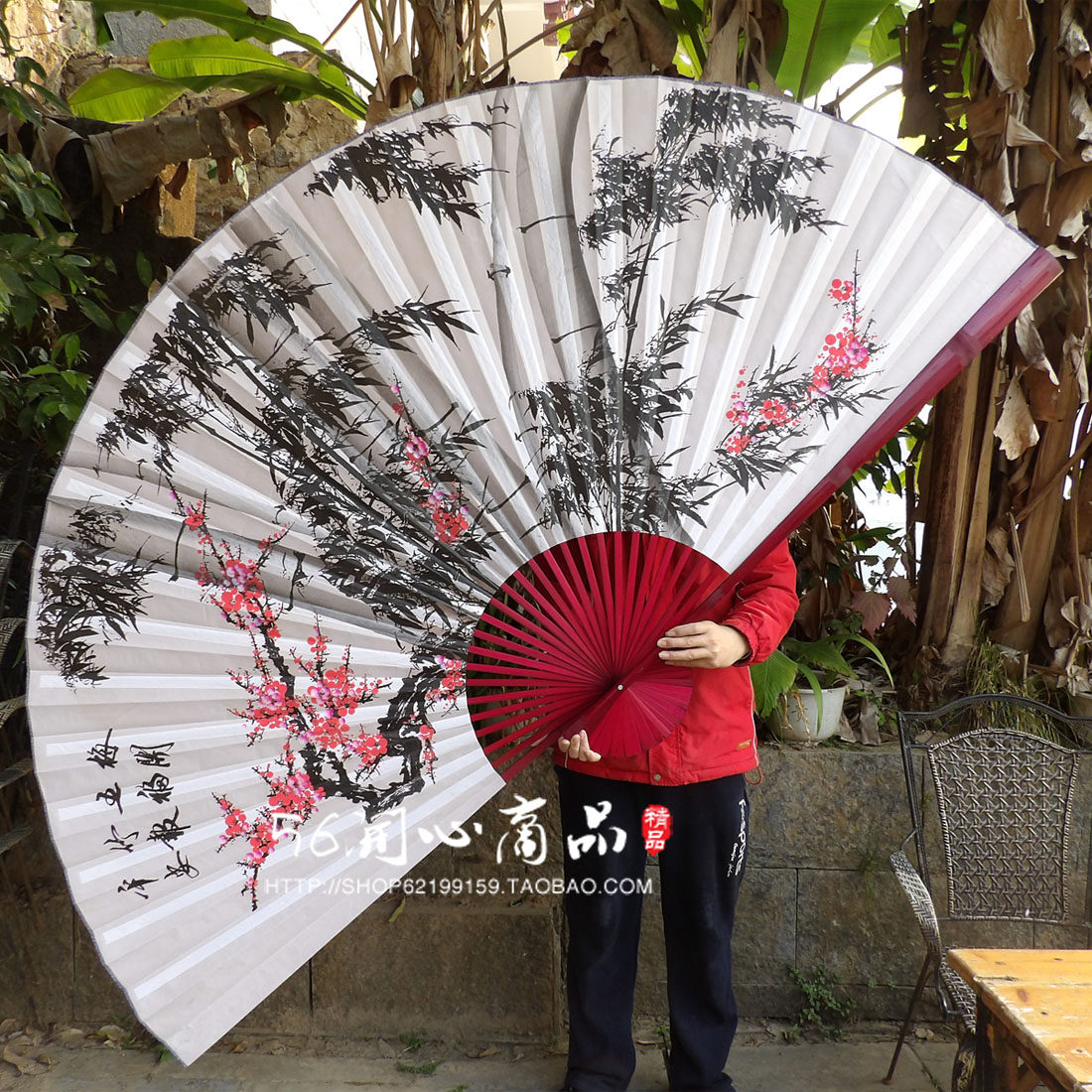 Multi-size large fan Handmade bamboo fan Hanging fan Housewarming new home gift study decoration plum bamboo